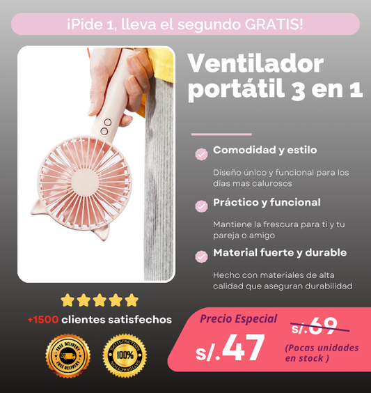 Ventilador portátil 3 en 1